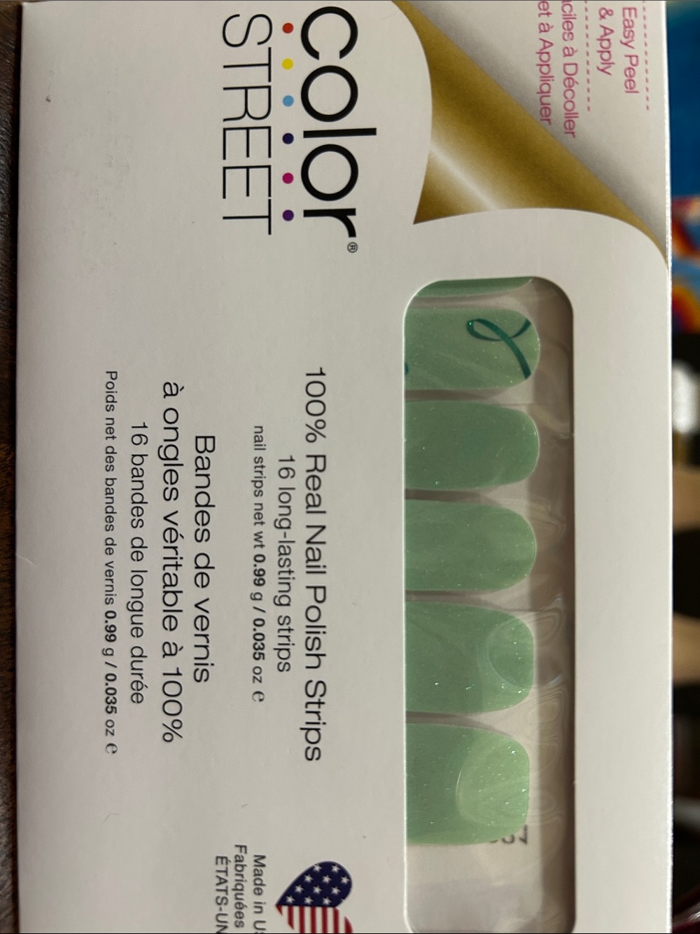 Color Street Take Care Mint Green Sparkle Nail Strips